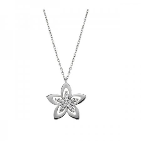 Colier argint 925 rodiat cu floare si zirconii albe - Be Nature CTU0057 [0]